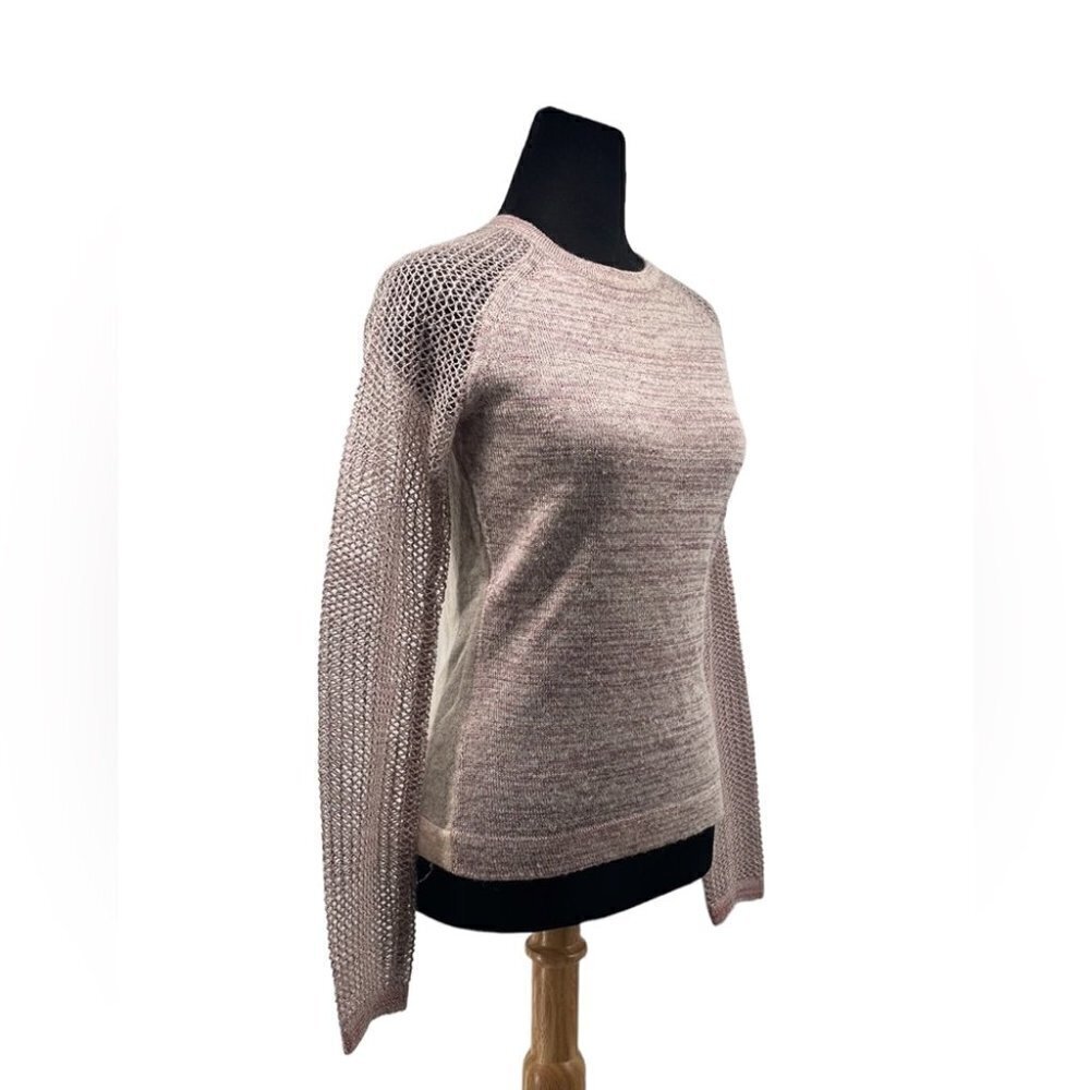 TED Baker JAHITZA Metallic Sweater mohair wool pink open knit net career sz xs